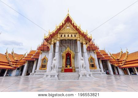 Bangkok , Thailand - 18 July, 2017: Wat Benchamabophit Dusitwanaram landmark in Bangkok, Thailand / Outside of Wat Benchamabophit Dusitwanaram