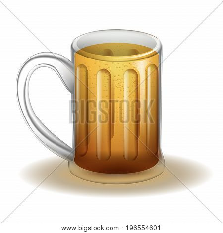 Illustration of beer mug for International beer day. Transparent object for alchohol festival.