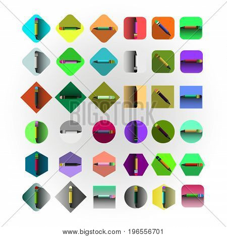 Set of vector icons of different colors