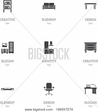 Set Of 9 Editable Interior Icons. Includes Symbols Such As Interior, Cuisine, Trestle And More