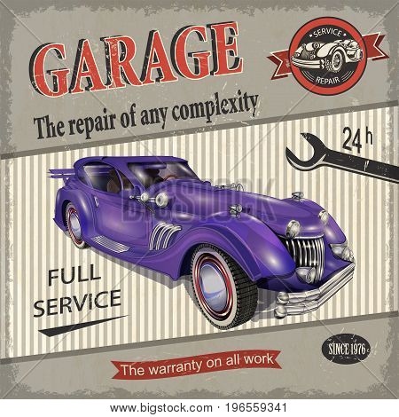 The vintage garage retro poster full service