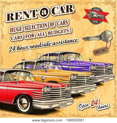 The rent a vintage car retro poster