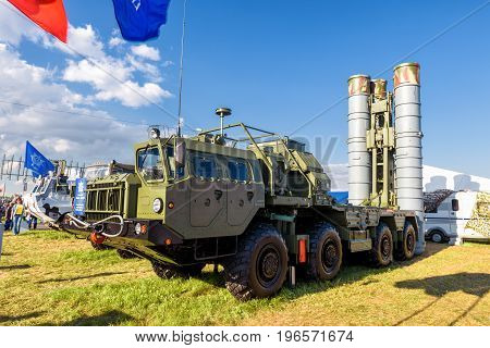 Moscow Region - July 21, 2017: The S-400 Triumf russian anti-aircraft weapon system at the International Aviation and Space Salon (MAKS).