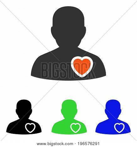 Patient Heart vector pictograph. Illustration style is a flat iconic colored symbol with different color versions.