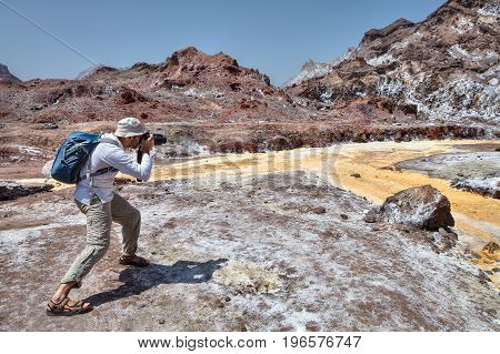 One photographer takes pictures of nature Hormuz Island Hormozgan Province southern Iran.