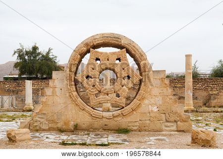 Hisham's Palace Stone Decoration In West Bank City Of Jericho, Old City In Palestine, Israel