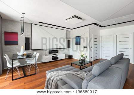 Movie Room With Projector Screen