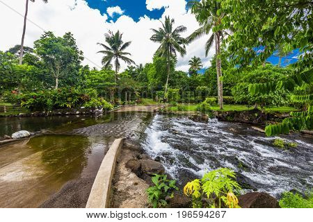 Road crossing the river, Upolu, Samoa Islands