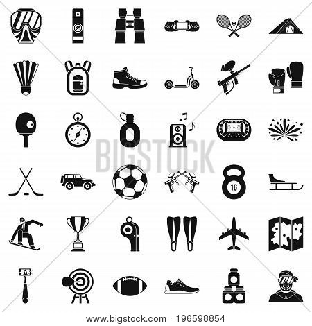 Active life icons set. Simple style of 36 active life vector icons for web isolated on white background