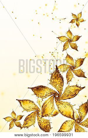 flower made of water splash of yellow color. 3d rendering