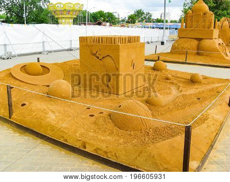 KOLOMENSKOYE MOSCOW RUSSIA - MAY 25 2009: World Championship of Sand Sculpture 