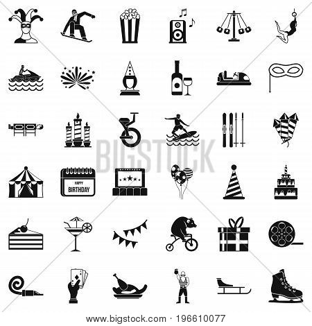 Circus icons set. Simple style of 36 circus vector icons for web isolated on white background