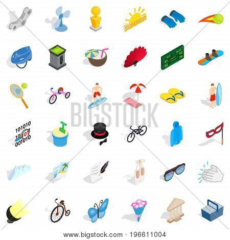 Amusement icons set. Isometric style of 36 amusement vector icons for web isolated on white background