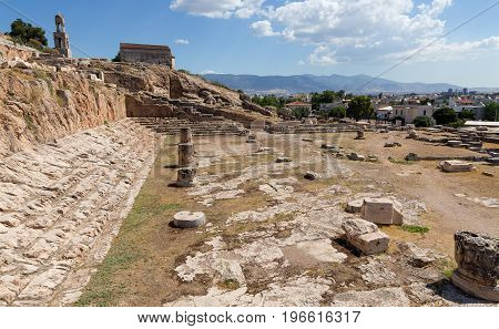 View of Telesterion, ancient Eleusis, Attica, Greece