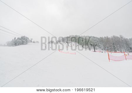 Yamakata, Japan - February 7, 2017: Rope-way in winter at Zao ski moutain, Yamagata Japan