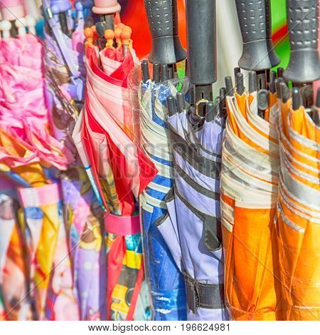 In A Market Texture Of Umbrella