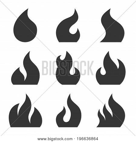 Fire Icon Set on White Background. Vector illustration