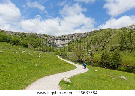 Malham Cove Yorkshire Dales National Park England UK popular tourist attraction