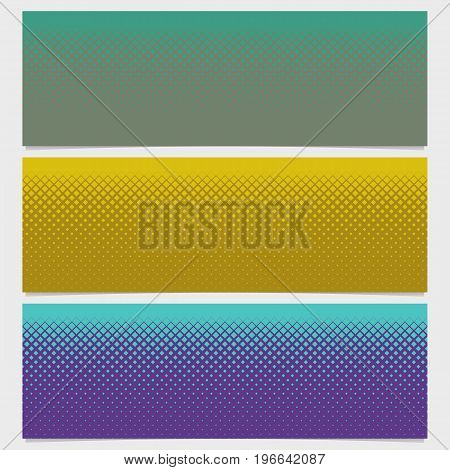 Halftone square pattern horizontal banner set - vector illustration from diagonal squares in varying sizes