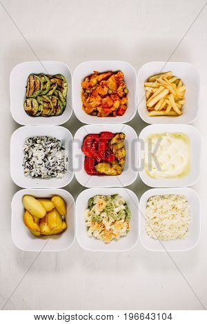 Mixed Rice, Potatoes, Zucchini Grill, Colorful Pasta, Pepper On The Grill