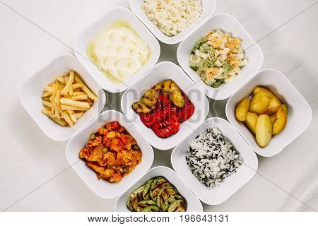 Mixed Rice, Potatoes, Zucchini Grill, Colorful Pasta, Pepper On The Grill