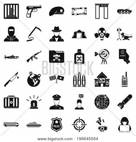 World antiterrorism icons set. Simple style of 36 world antiterrorism vector icons for web isolated on white background