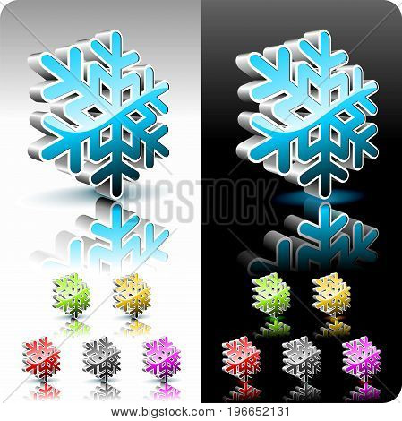 Shiny 3D Snowflake Button Set.