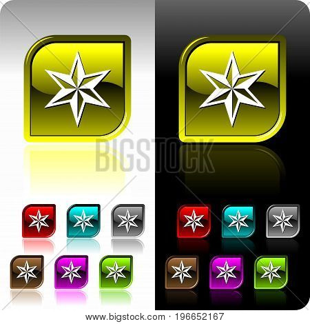 Shiny Color Button Set On Black Background.