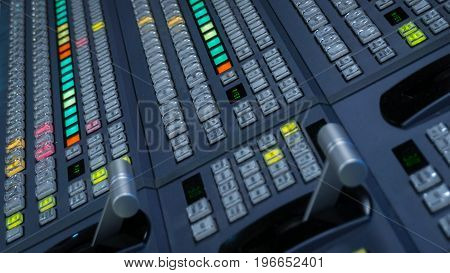 Video Switcher Panel with a lot of color buttons for Tv Controm Room