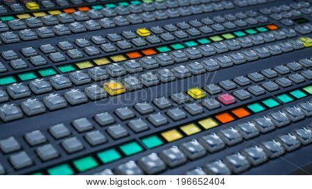 Video Switcher Panel with a lot of color buttons for Tv Controm Room