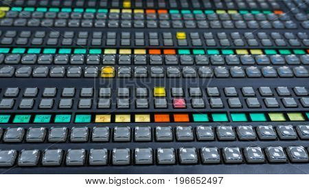 Video Switcher Panel with a lot of color buttons for Tv Controm Room