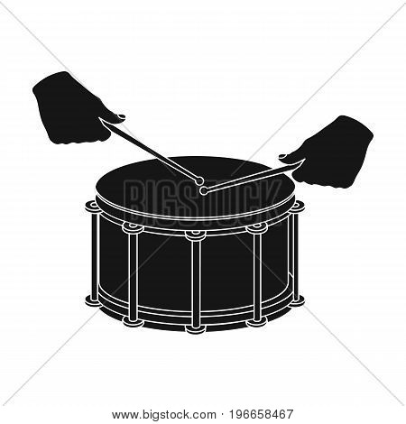 Drum, percussion musical instrument. Drum shot single icon in black style vector symbol stock illustration .