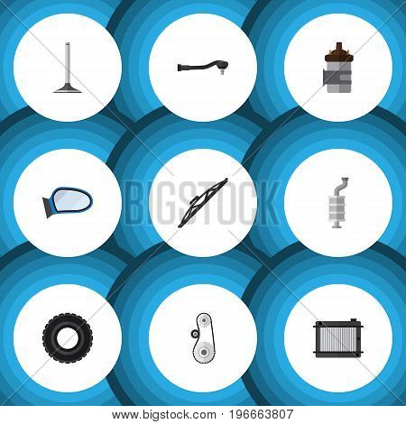 Flat Icon Auto Set Of Car Segment, Windshield, Heater And Other Vector Objects
