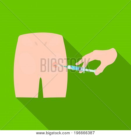 Intramuscular injection into the buttock with a syringe. Medicine single icon in flat style vector symbol stock illustration .