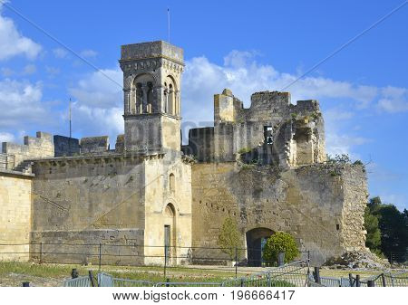 View to Beaucaire castle in Occitanie, France