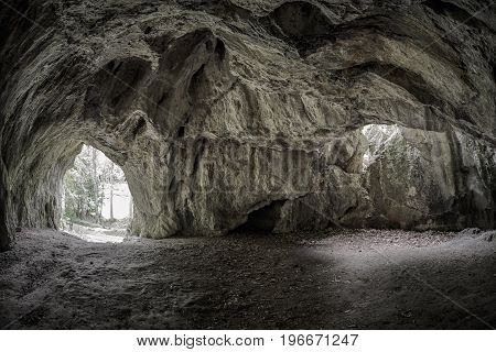 Inside cave called Certova pec, Slovakia. HDR photography