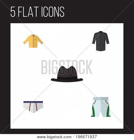 Flat Icon Garment Set Of Underclothes, Panama, Uniform And Other Vector Objects