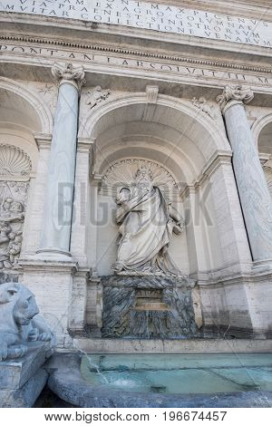 ROME, ITALY - JUNE 22, 2017: Amazing view of Fountain of Moses (Fountain Acqua Felice) in city of Rome, Italy