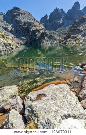 Amazing landscape of The Scary lake and Kupens peaks, Rila Mountain, Bulgaria