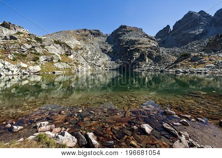 Amazing landscape of The Scary lake and Kupens peaks, Rila Mountain, Bulgaria