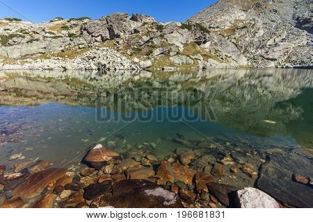 Amazing landscape of The Scary lake and Kupens peaks, Rila Mountain, Bulgaria