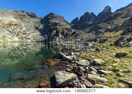 Amazing landscape of The Scary lake and Kupens peaks, Rila Mountain, Bulgaria
