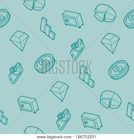 Finance flat outline isometric pattern. Vector illustration, EPS 10
