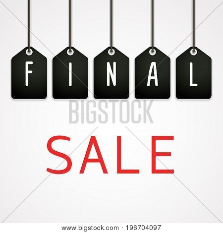 Final sale poster Vector illustration Black tags with the inscription Final sale on a white background Paper art style