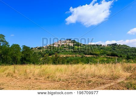 View of Istrian town of Motovun on picturesque hill Croatia