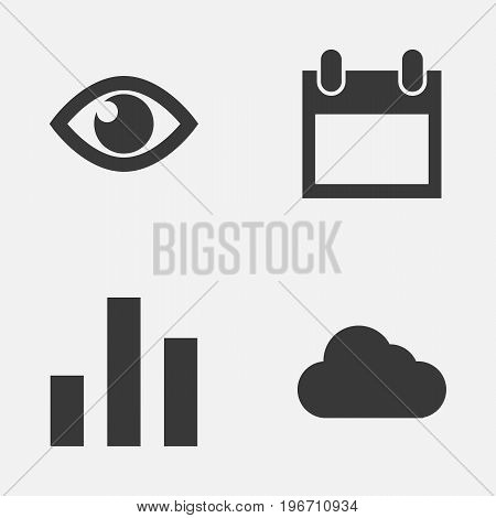 Interface Icons Set. Collection Of Date, Eye, Column And Other Elements
