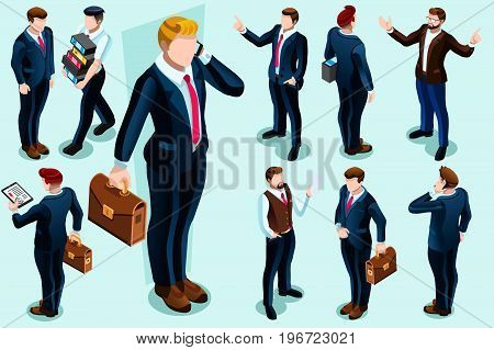 Isometric person character icons vector people man