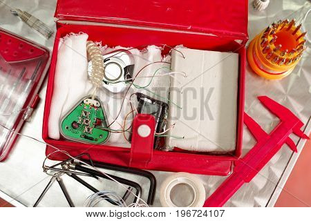 Close up shot of improvised explosive handmade device bomb.