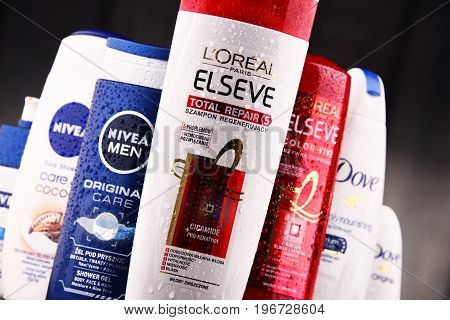 Composition With Containers Of Global Cosmetics Brands