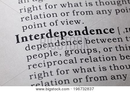 Fake Dictionary Dictionary definition of the word interdependence.